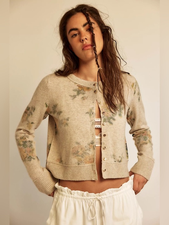 Free People Sweaters - NWT Free People Nocturnal Patterned Cashmere Cardigan Sweater Oat Combo